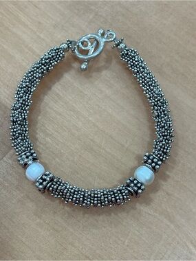 Designer Inspired  925 Stamped Sterling Silver Woven Toggle  Bracelet
